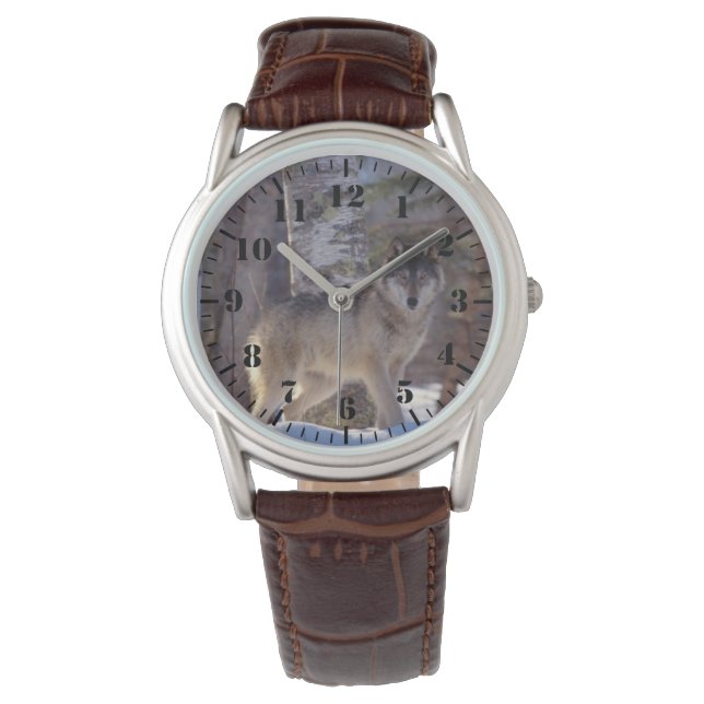 Herrklassiskt ur/Djurliv Varg Armbandsur (Framsida)