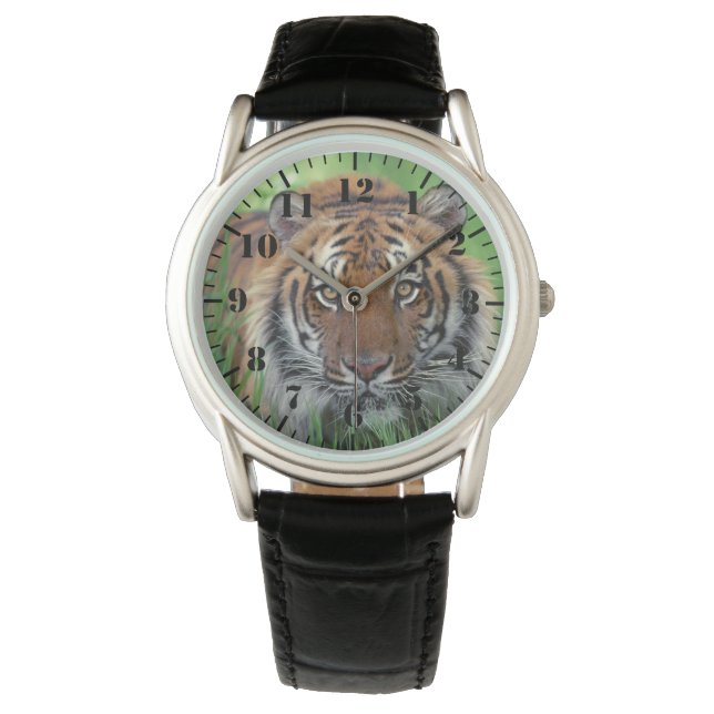 Herrklassiskt ur/Tiger i naturen Armbandsur (Framsida)