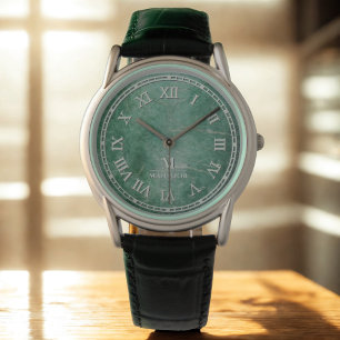 Herrklocka med romerska siffror – jadeinspirerad u armbandsur
