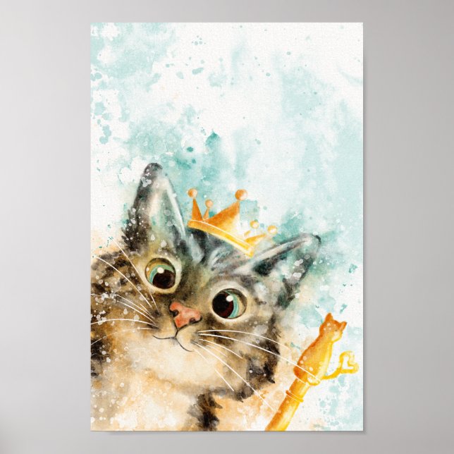 Herrschende Katze mit Krone und Zepter Poster (Framsidan)