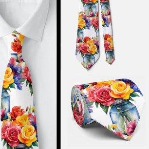 Herrslig halsduk Blommig halsduk för bröllop och Slips