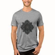 Herrt-shirt med geometrisk grå och svart mandala