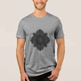 Herrt-shirt med geometrisk grå och svart mandala t shirt