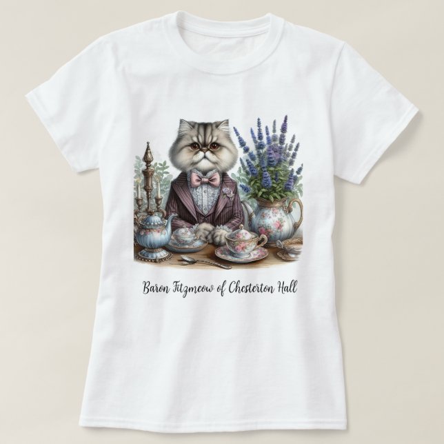 Herrteförmiddag för kattgentlemän i victoriansk st t shirt (Design framsida)