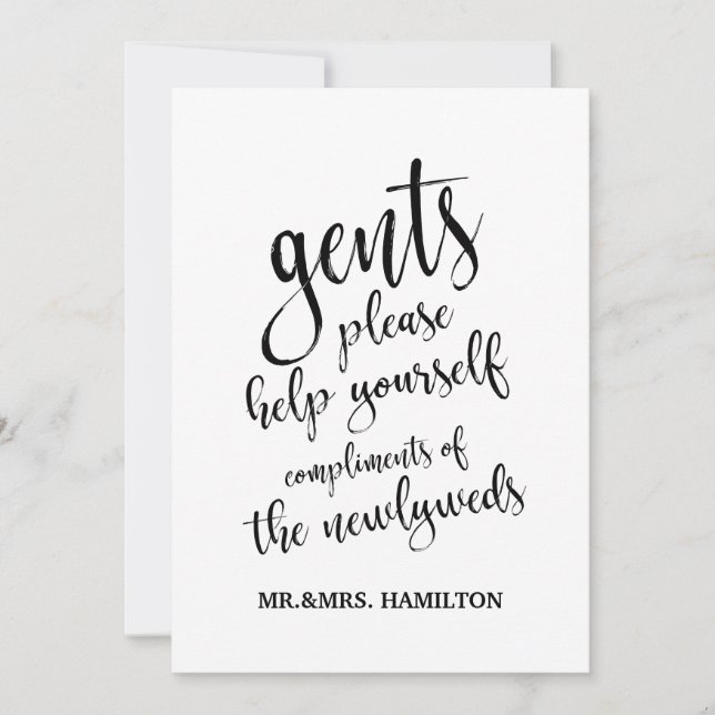 Herrtoalettkorg Prisvärd Bröllopsskylt (Framsida)