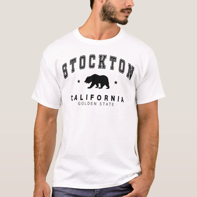 Herrvit Stockton - Grizzly Bear-design T Shirt (Framsida)