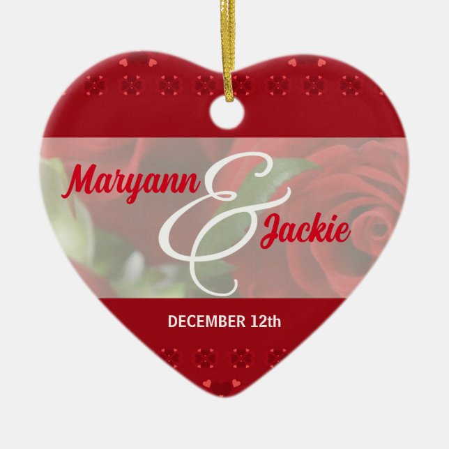 Hers, 1:a årsdagen av rödprydnad julgransprydnad keramik (Framsidan)