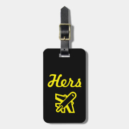 Hers Black and Gult Luggage Tag Bagagebricka