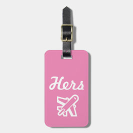 Hers Bright Rosa and White Luggage Tag Bagagebricka