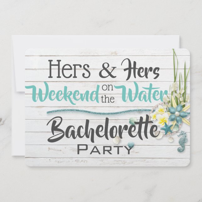 Hers & Hers ’Vatten’ Bachelorette Party bjudan Inbjudningar (Framsida)