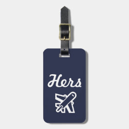 Hers Navy and White Luggage Tag Bagagebricka