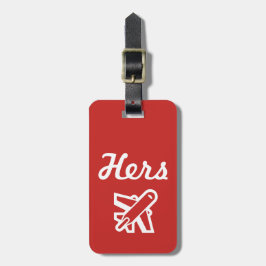 Hers Red and White Luggage Tag Bagagebricka