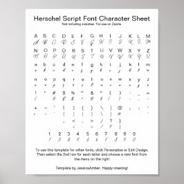 Herschel Script Teckensnittstecken Lakan för Zazzl Poster