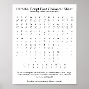Herschel Script Teckensnittstecken Lakan för Zazzl Poster