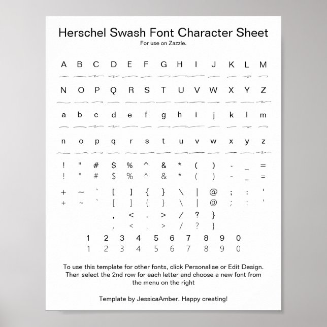 Herschel Swash Font Character Lakan för Zazzle Poster (Framsidan)