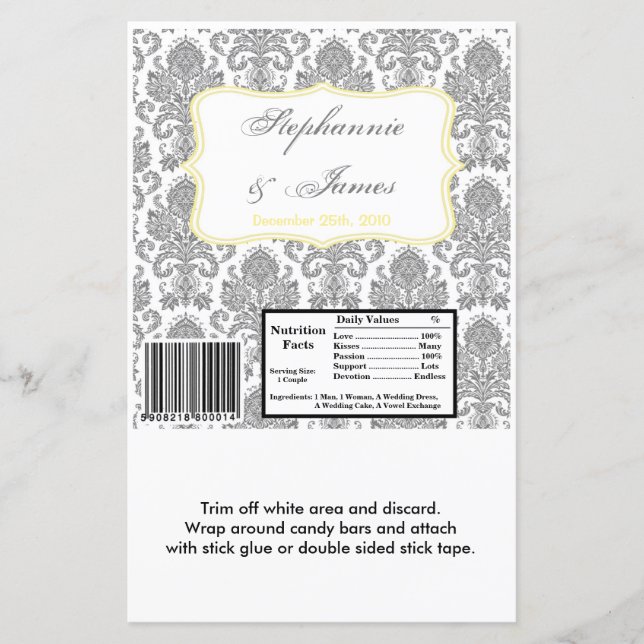 Hersheys Large Pub Wrapper Grått Yello Damask Snör (Framsida)