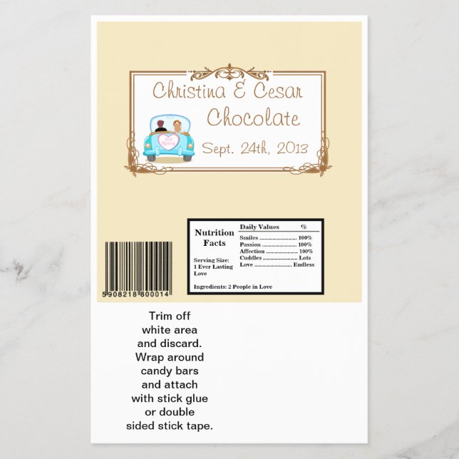 Hershey's Large Pub Wrapper Just har Married Coupl Flygblad (Framsidan)