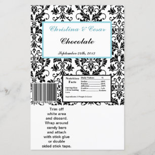 Hersheys stora Pub Wrapper Black Damask Baby blue
