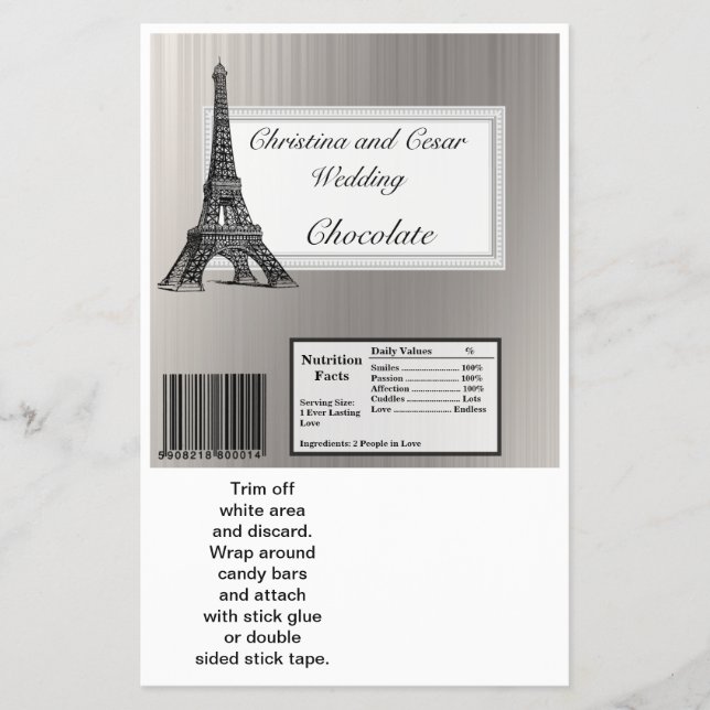 Hersheys stora Pub Wrapper Black Eiffel Torn Flygblad (Framsidan)