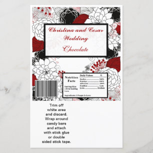 Hersheys stora Pub Wrapper Black Flowers Red leav