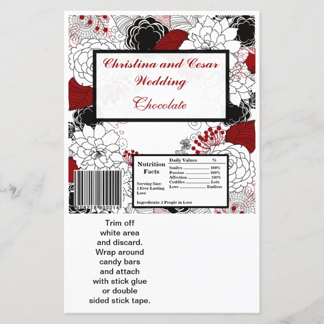 Hersheys stora Pub Wrapper Black Flowers Red leav (Framsida)