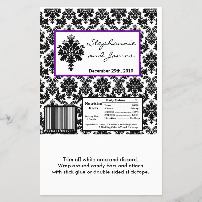 Hersheys stora Pub Wrapper Black Lila Damask Flygblad (Framsidan)