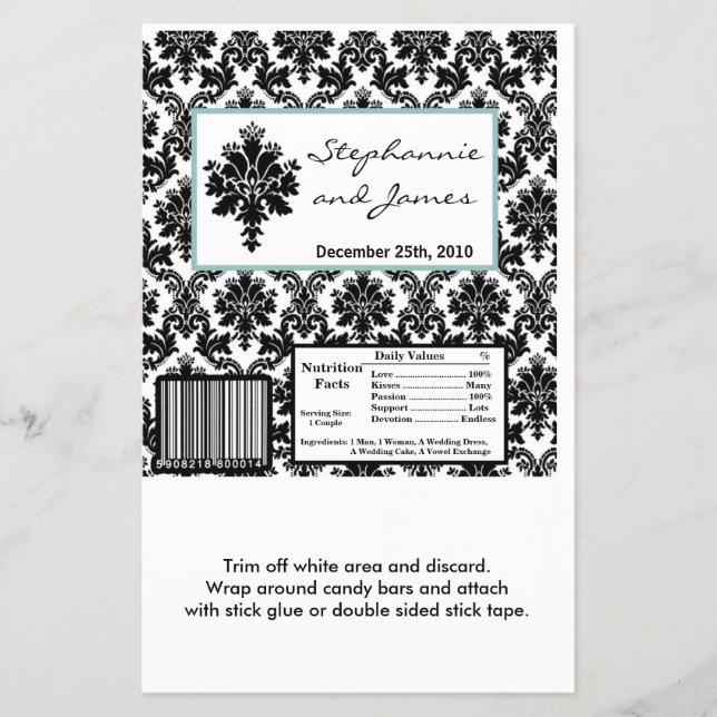 Hersheys stora Pub Wrapper Black Tiffany Damask Flygblad (Framsidan)