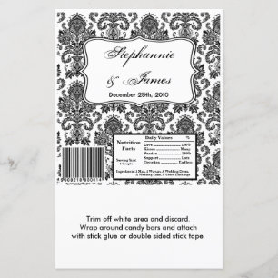 Hersheys stora Pub Wrapper Black White Damask Lac