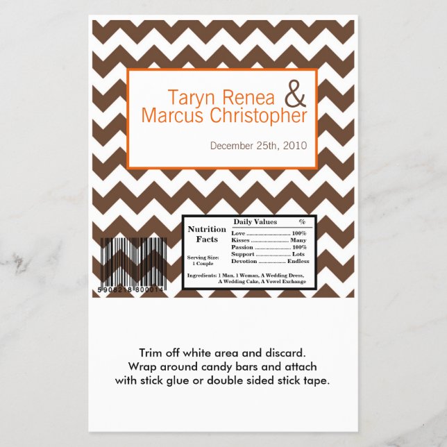 Hersheys stora Pub Wrapper Brown Orange Chevron Flygblad (Framsidan)