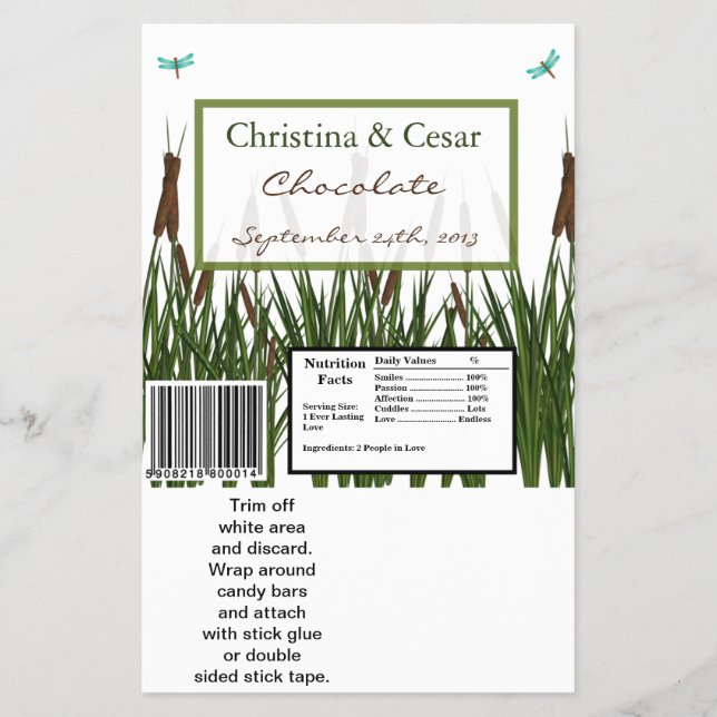 Hersheys stora Pub Wrapper Cattail/Dragonfly i C Flygblad (Framsidan)