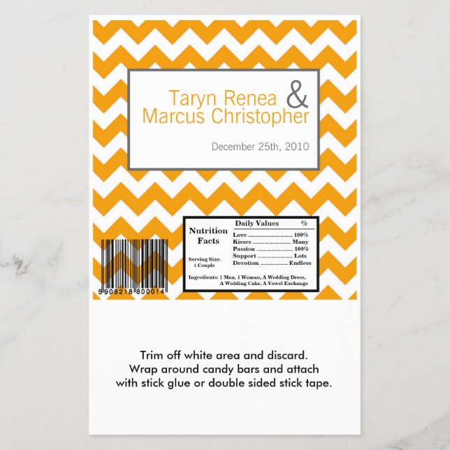 Hersheys stora Pub Wrapper-Gult Grått Chevron Flygblad (Framsidan)