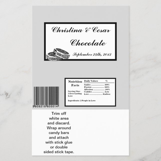 Hersheys stora Pub Wrapper Hans/Hers Diamond Weddi Flygblad (Framsidan)