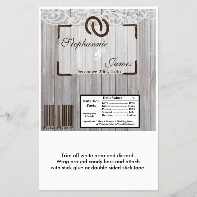 Hersheys stora Pub Wrapper Horse Shoes på Wood Flygblad (Framsidan)