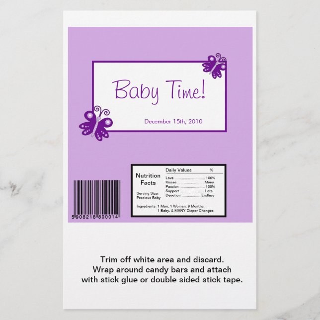 Hersheys stora Pub Wrapper Lila Butterfly (Framsida)