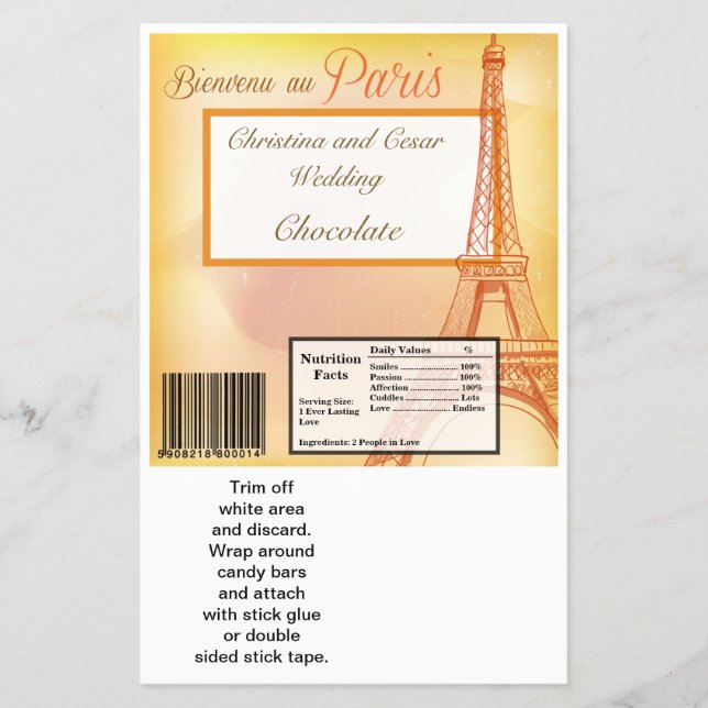 Hersheys stora Pub Wrapper Paris Peach Flygblad (Framsidan)