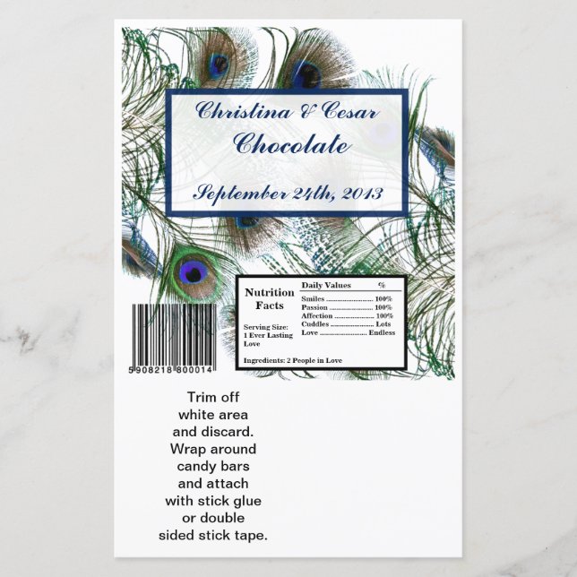 Hersheys stora Pub Wrapper Peacock Feathers Blue (Framsida)