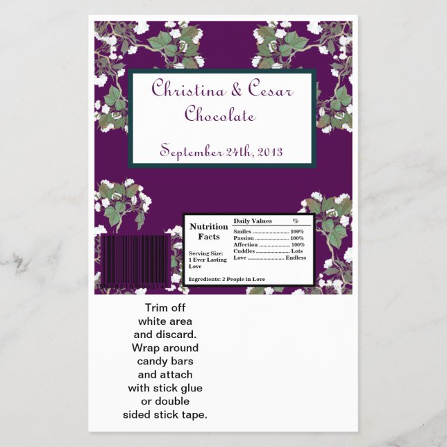 Hersheys stora Pub Wrapper Peacock/Flower Gren Flygblad (Framsidan)