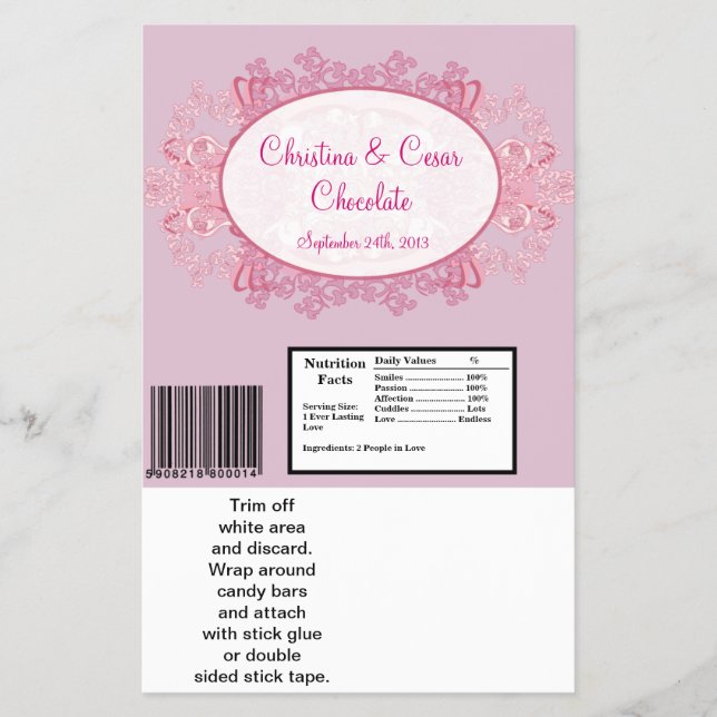 Hersheys stora Pub Wrapper Rosa/Lila Chinese Sc Flygblad (Framsidan)