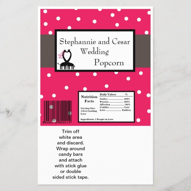 Hersheys stora Pub Wrapper Shock rosa/Black Giraff Flygblad (Framsidan)