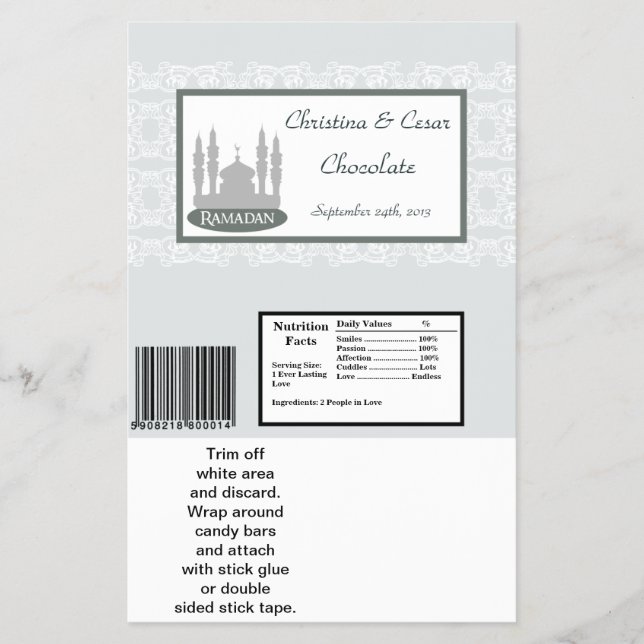 Hersheys stora Pub Wrapper Soft Blue Islamic Rama Flygblad (Framsidan)