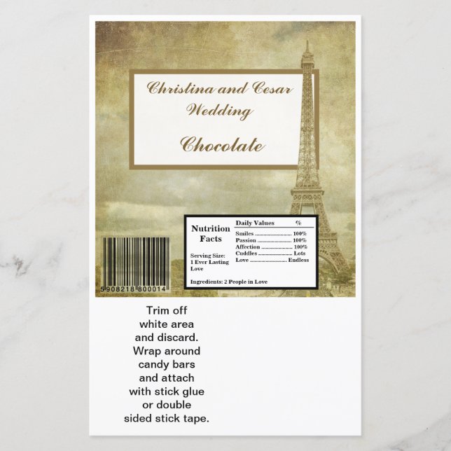 Hersheys stora Pub Wrapper-Vintage Paris (Framsida)
