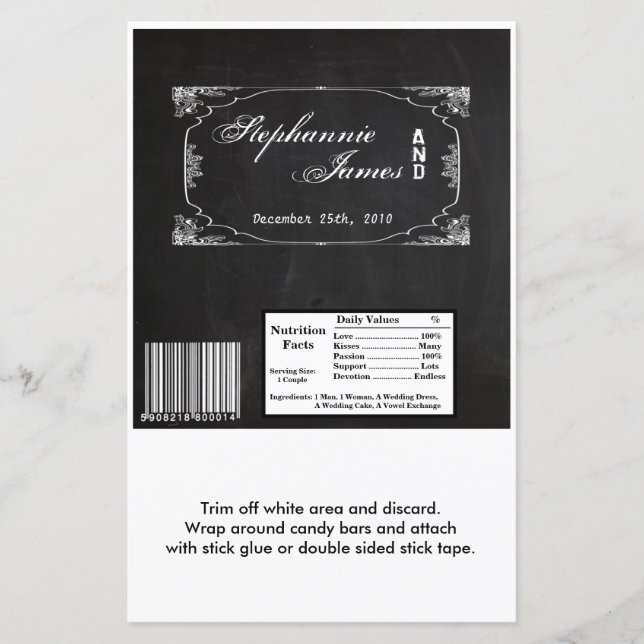 Hershey's Stort Bar Wrapper Modern Chalkboard Vint (Framsida)