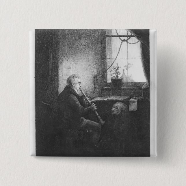 Hertig Esterhazy som leker klarinetten, 1809 Knapp (Framsida)