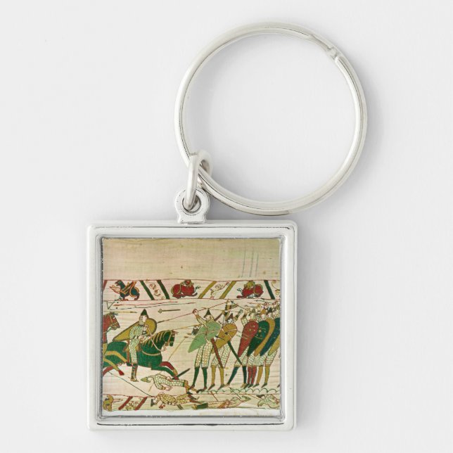 Hertigen William uppmanar hans soldater Fyrkantig Silverfärgad Nyckelring (Framsidan)