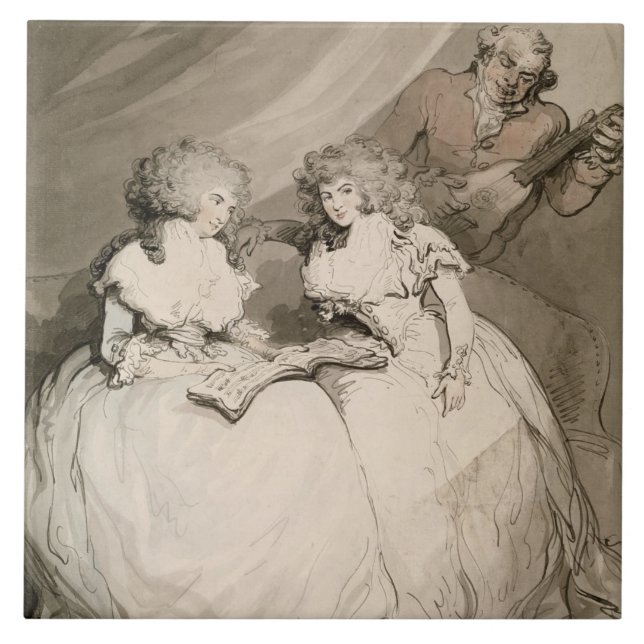 Hertiginnan av Devonshire och henne syster, Counen Kakelplatta (Framsidan)