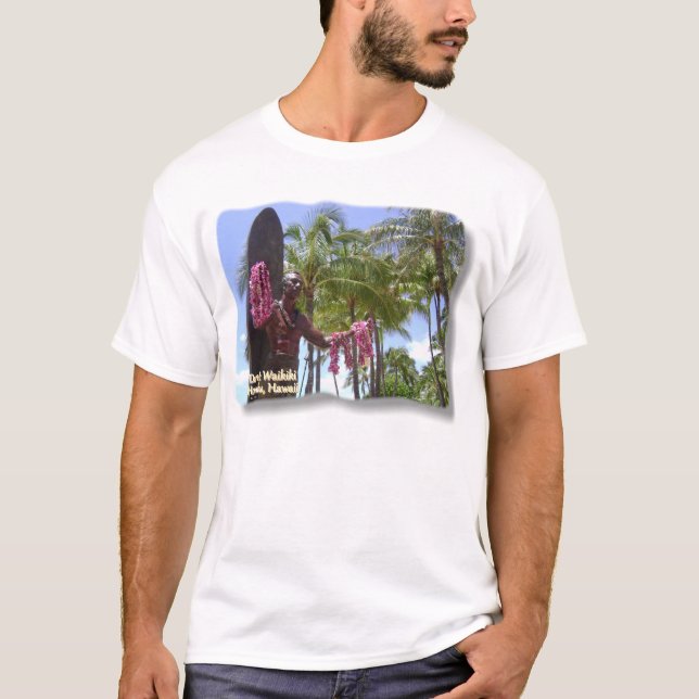 Hertigstaty i Waikiki på den Waikiki stranden T Shirt (Framsida)
