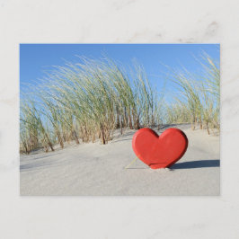 Herz am Strand Vykort