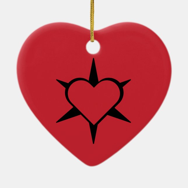 Herz Heart Cœur Cuore Star Starlet Sternchen Stern Julgransprydnad Keramik (Baksidan)