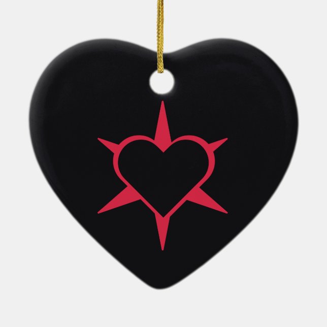 Herz Heart Cœur Cuore Star Starlet Sternchen Stern Julgransprydnad Keramik (Baksidan)