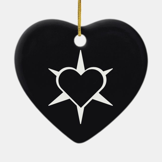 Herz Heart Cœur Cuore Star Starlet Sternchen Stern Julgransprydnad Keramik (Baksidan)